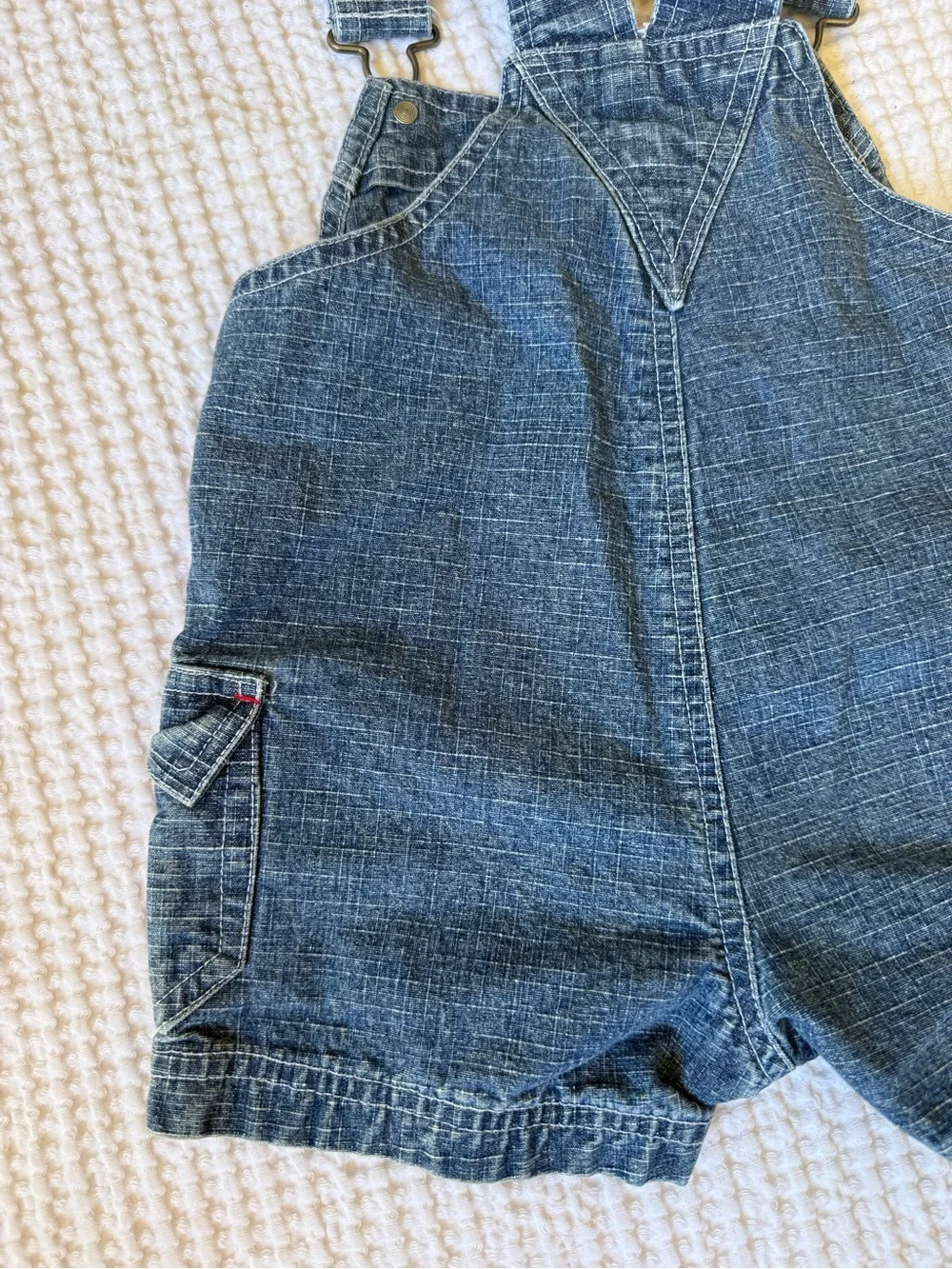 Disney Denim Short Overalls in Blue with Red Trim and Cars Graphics